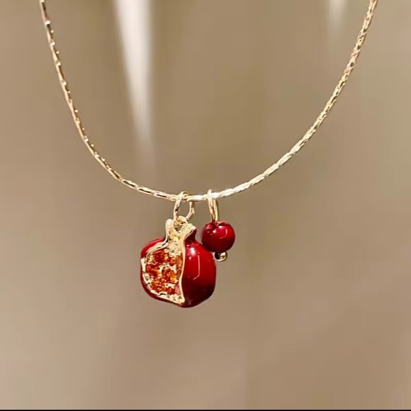 Fruit necklace Gold Red Charm Pendant Necklace - Picture 4 of 13